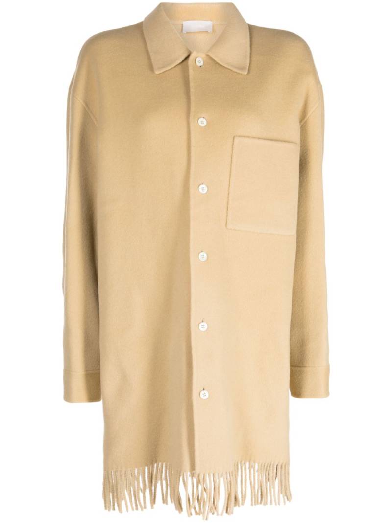 System fringed-hem single-breasted coat - Neutrals von System