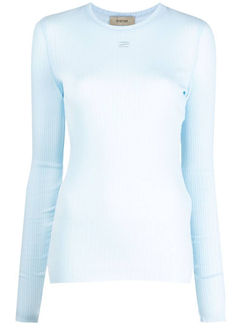 System semi-sheer ribbed-knit top - Blue von System