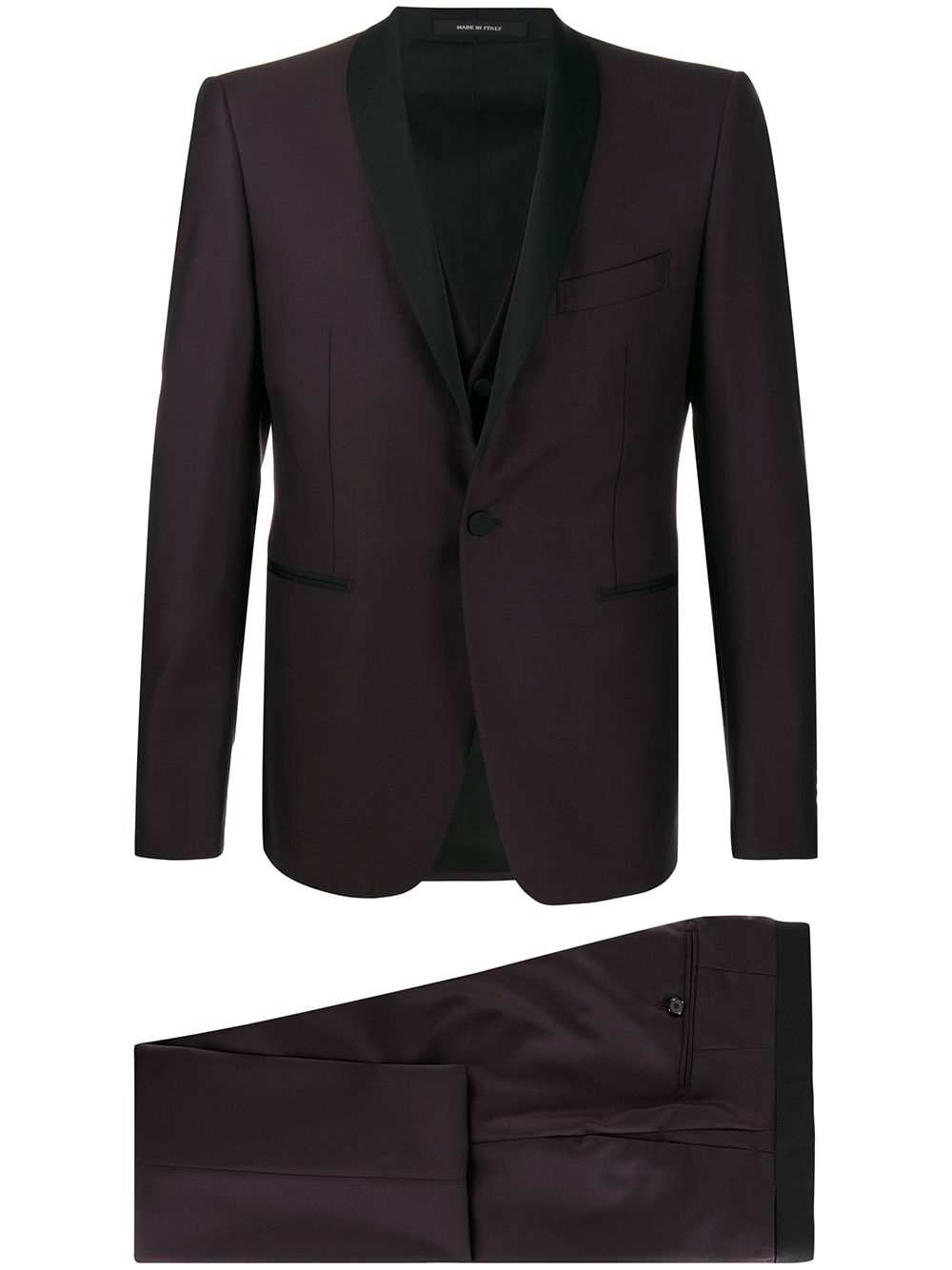 Tagliatore contrast lapel three-piece suit - Brown von Tagliatore