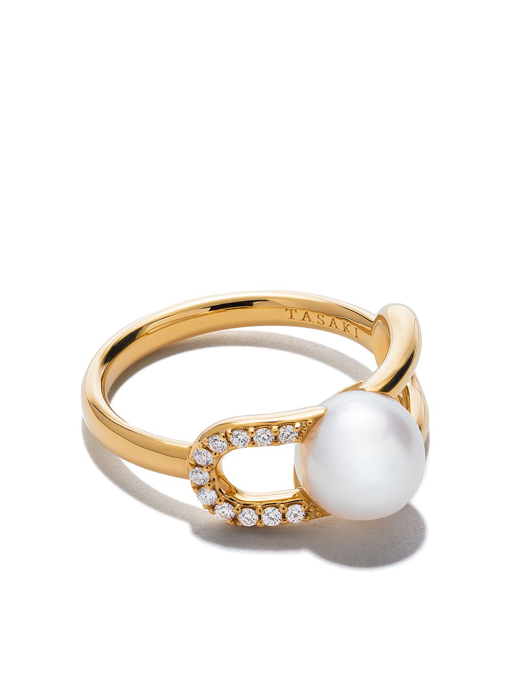 TASAKI 18kt yellow gold Collection Line Fine Links diamond pearl ring von TASAKI