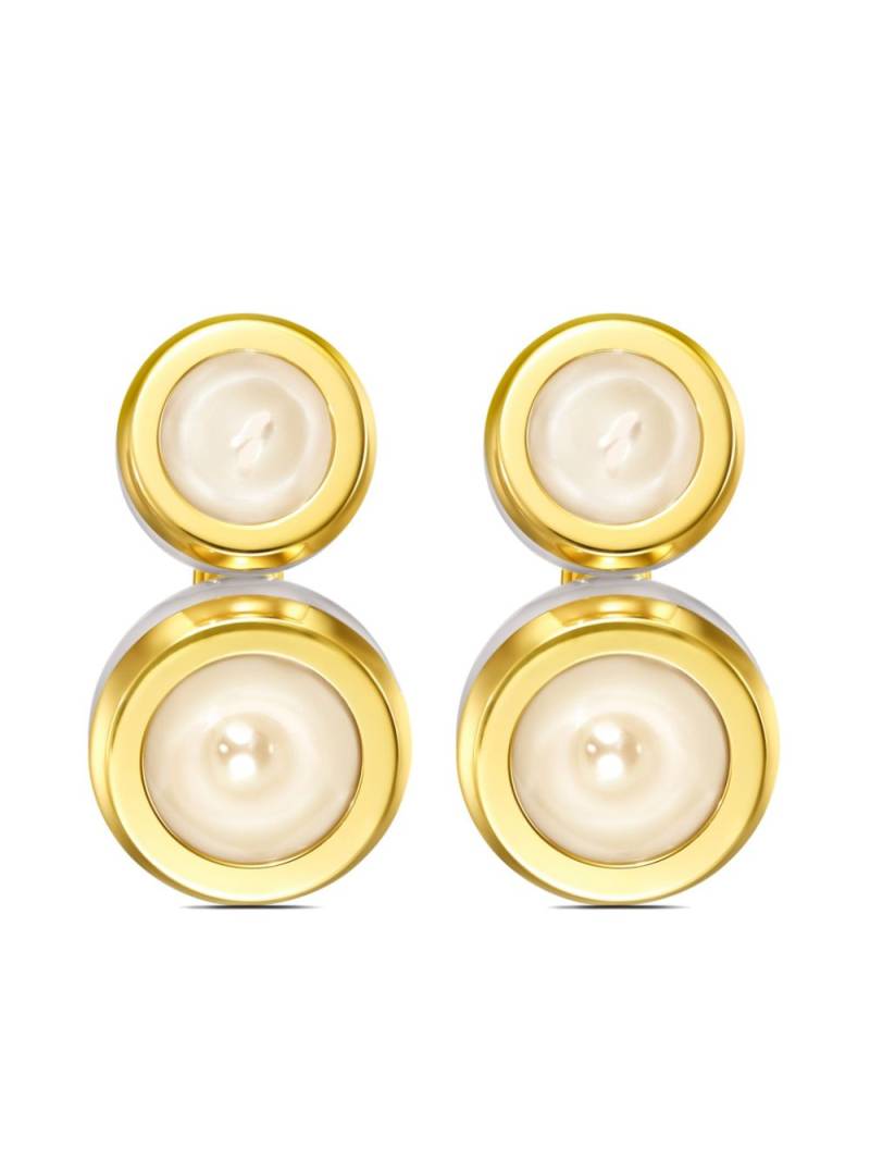 TASAKI 18kt yellow gold M/G Sliced Bezel pearl stud earrings von TASAKI