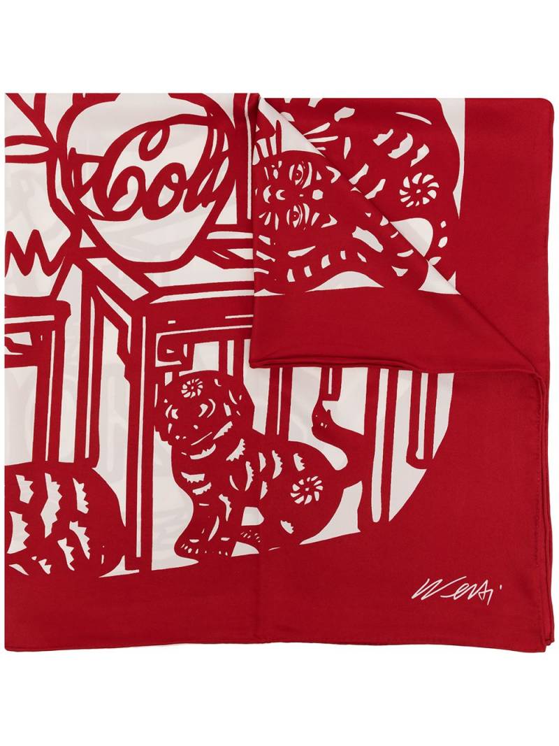 TASCHEN Ai Weiwei. The Silk Scarf ‘Cats and Dogs’ - Red von TASCHEN