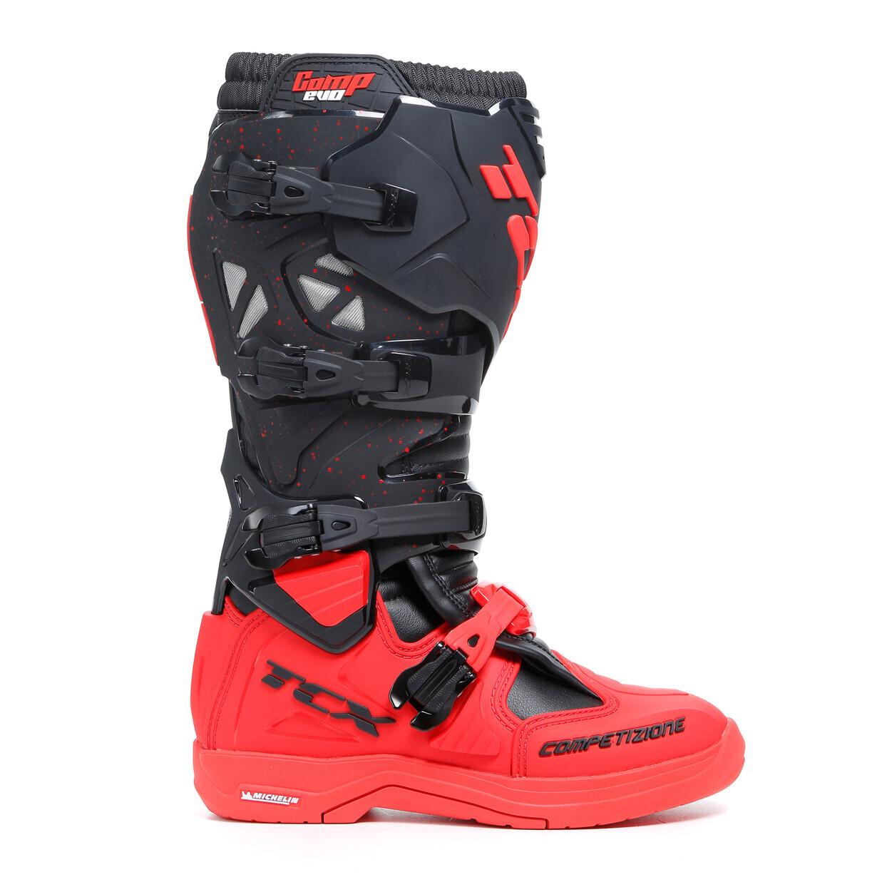 TCX - cross-motorradstiefel comp evo 2 michelin, für Damen, Schwarz / Rot, Größe 41 von TCX