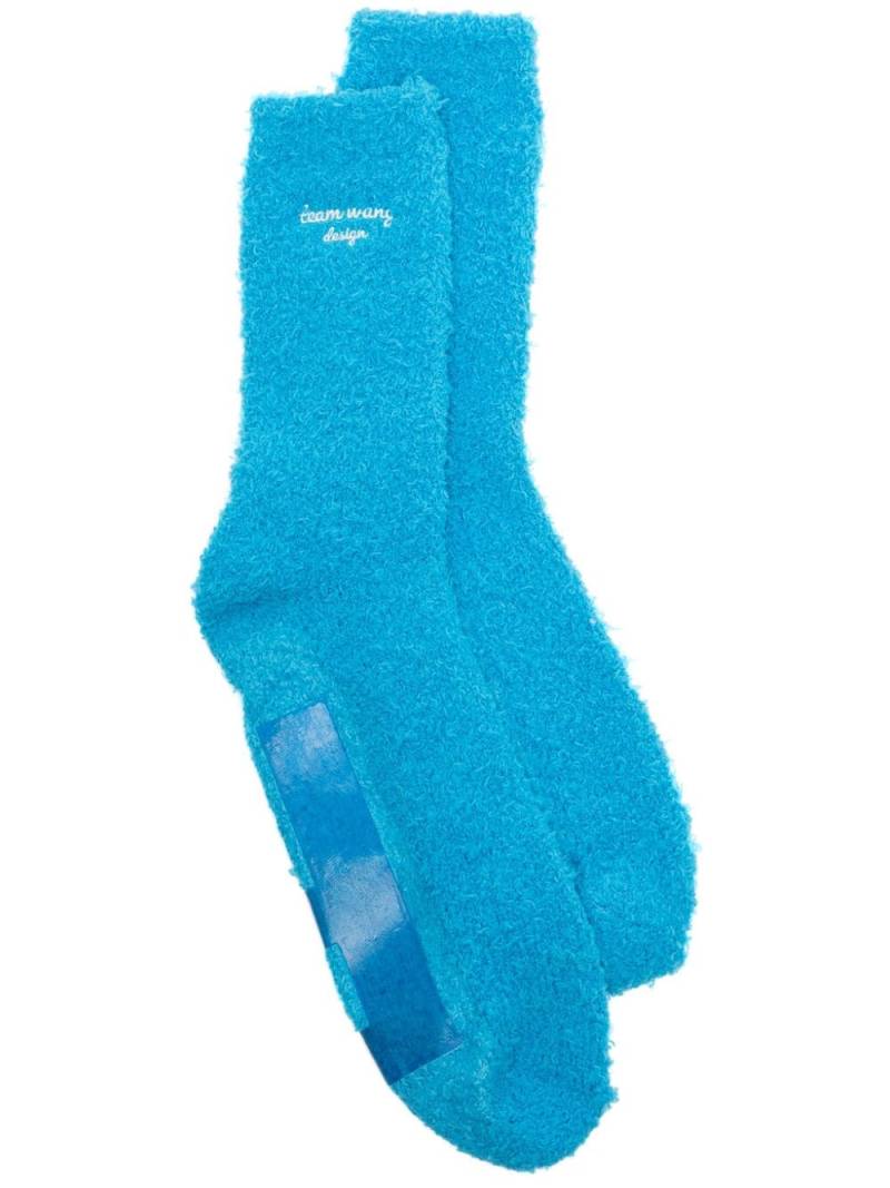 TEAM WANG design logo-embroidered textured socks - Blue von TEAM WANG design