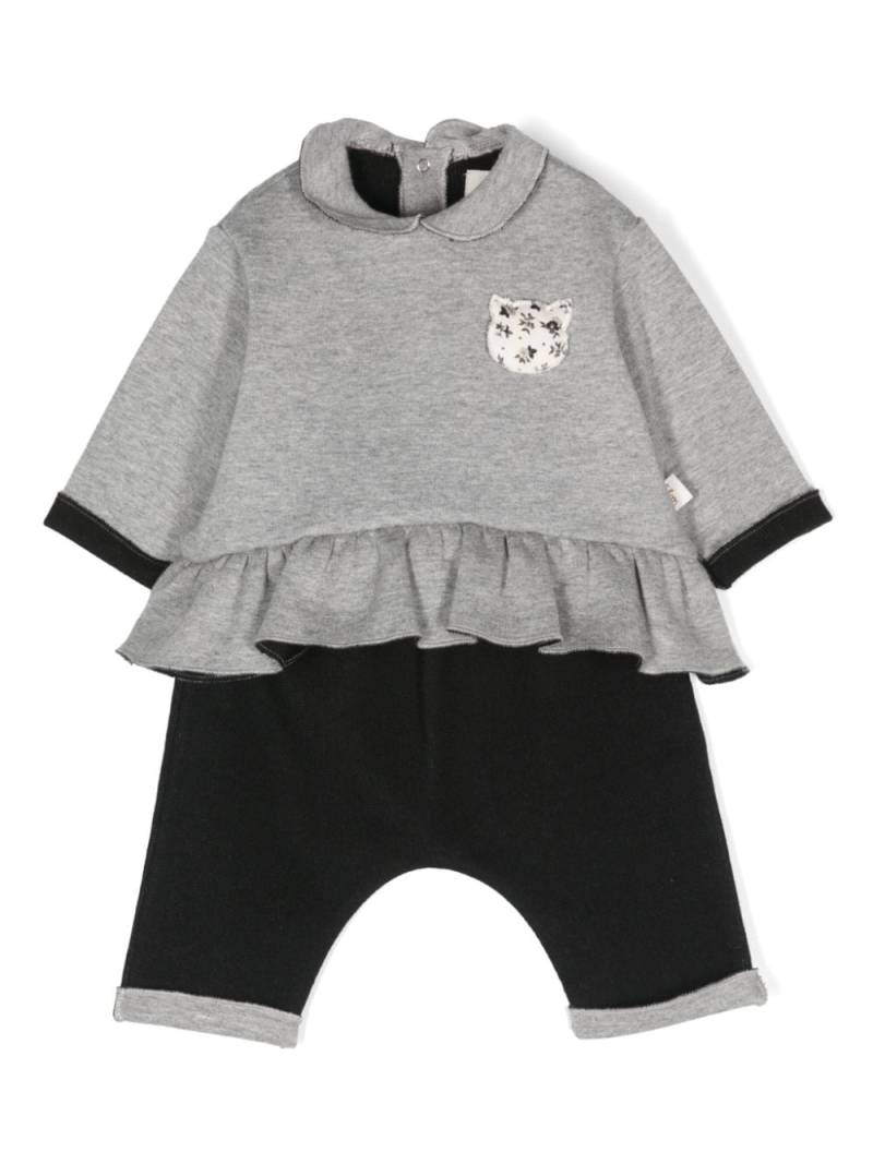 TEDDY & MINOU cat-appliqué cotton tracksuit set - Black von TEDDY & MINOU