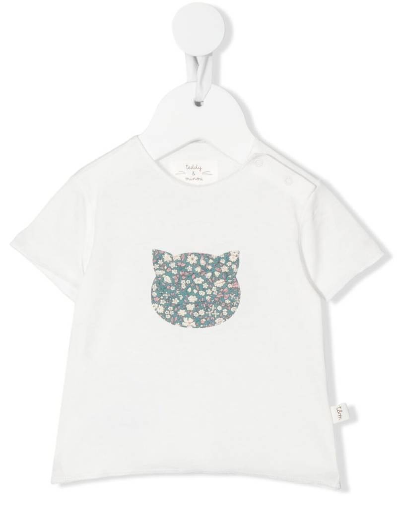 TEDDY & MINOU floral-print cat-pattern T-shirt - White von TEDDY & MINOU