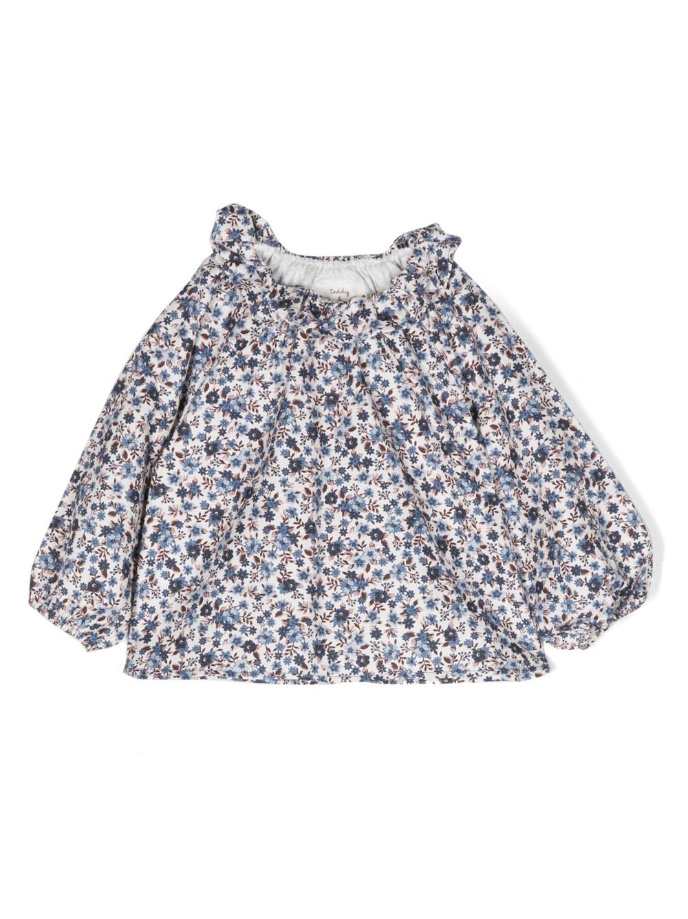 TEDDY & MINOU floral-print ruffled cotton blouse - Blue von TEDDY & MINOU