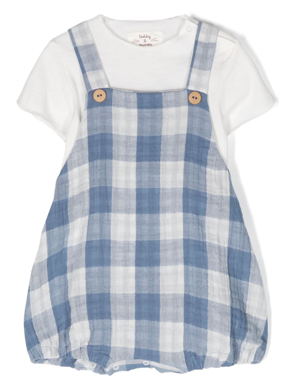 TEDDY & MINOU gingham-check T-shirt and shorties - Blue von TEDDY & MINOU