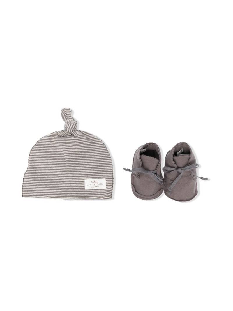 TEDDY & MINOU logo-patch hat set - Grey von TEDDY & MINOU