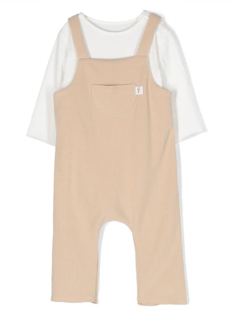 TEDDY & MINOU long-sleeve dungaree set - Neutrals von TEDDY & MINOU