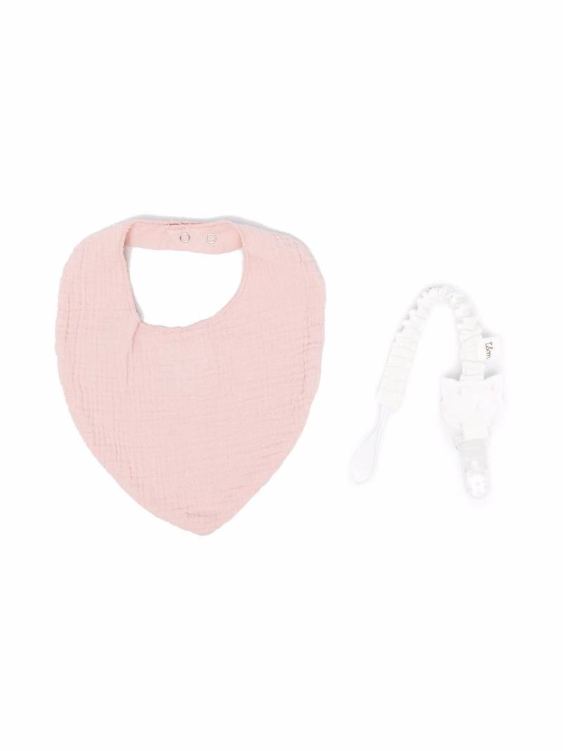 TEDDY & MINOU ribbed bib set - Pink von TEDDY & MINOU