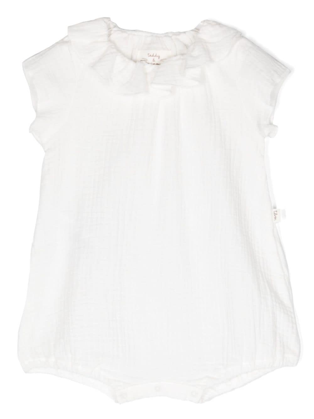 TEDDY & MINOU ruffle-detail cotton onesie - White von TEDDY & MINOU