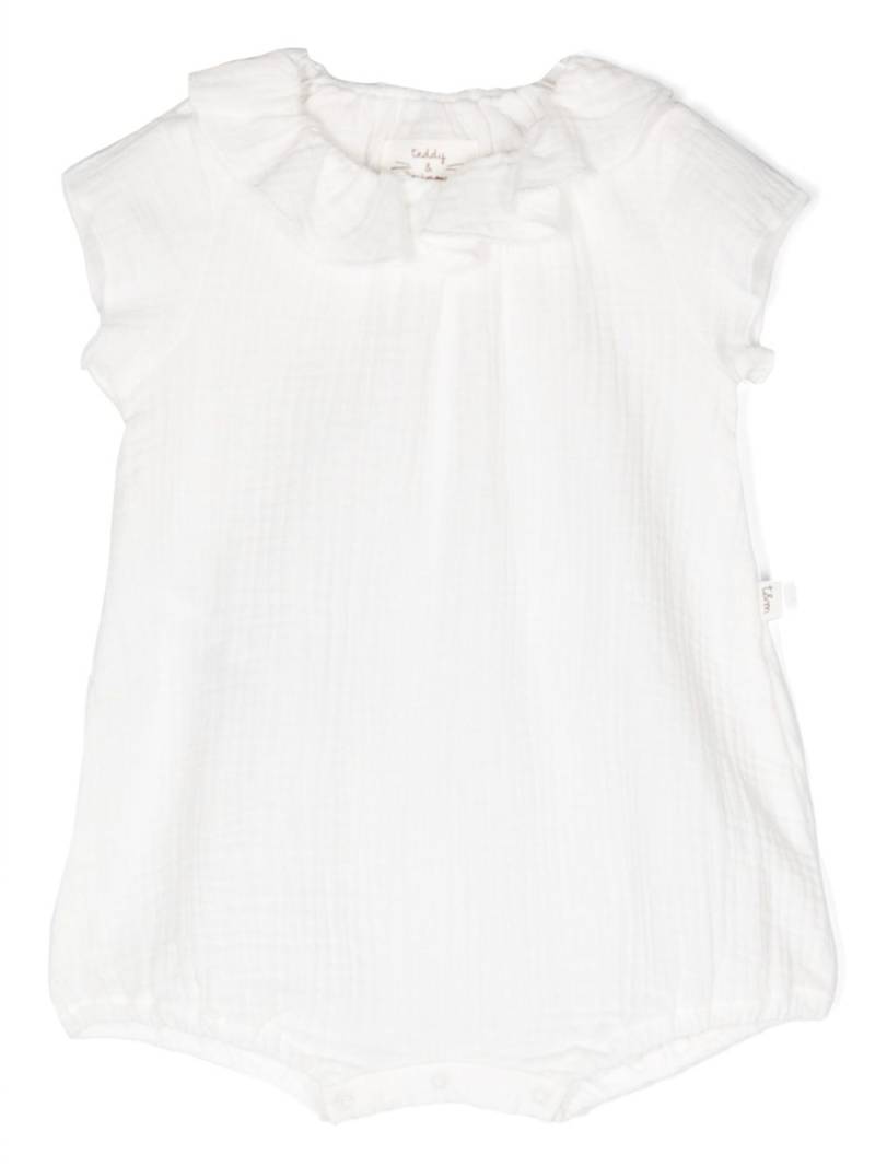 TEDDY & MINOU ruffle-detail cotton onesie - White von TEDDY & MINOU