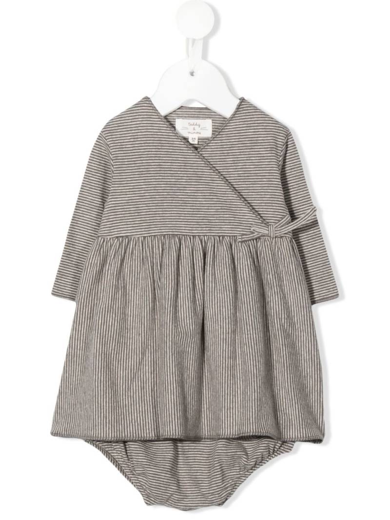 TEDDY & MINOU stripe-print V-neck dress - Neutrals von TEDDY & MINOU