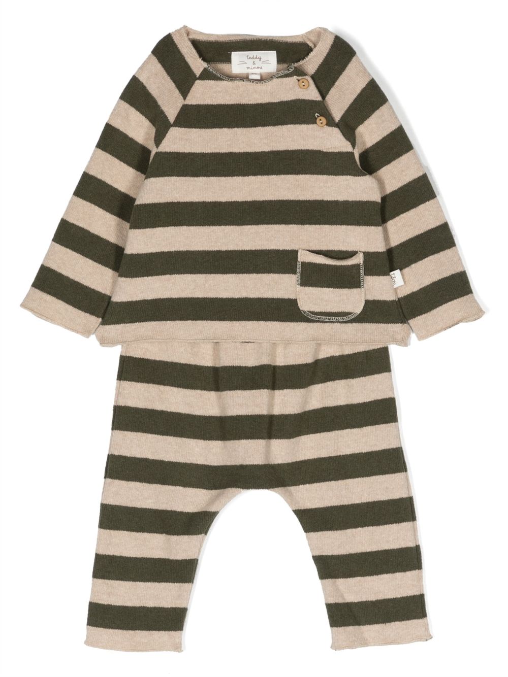 TEDDY & MINOU striped cotton-blend tracksuit - Neutrals von TEDDY & MINOU