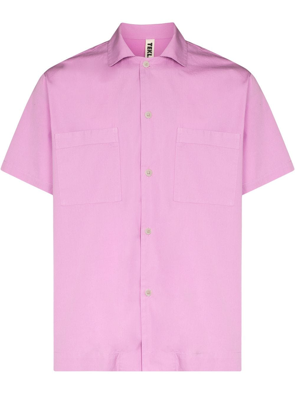 TEKLA short-sleeve organic cotton pajama shirt - Purple von TEKLA
