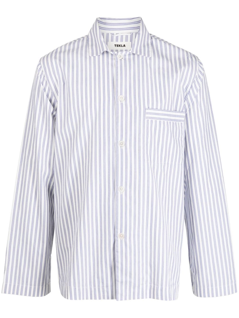 TEKLA striped cotton pyjama shirt - White von TEKLA