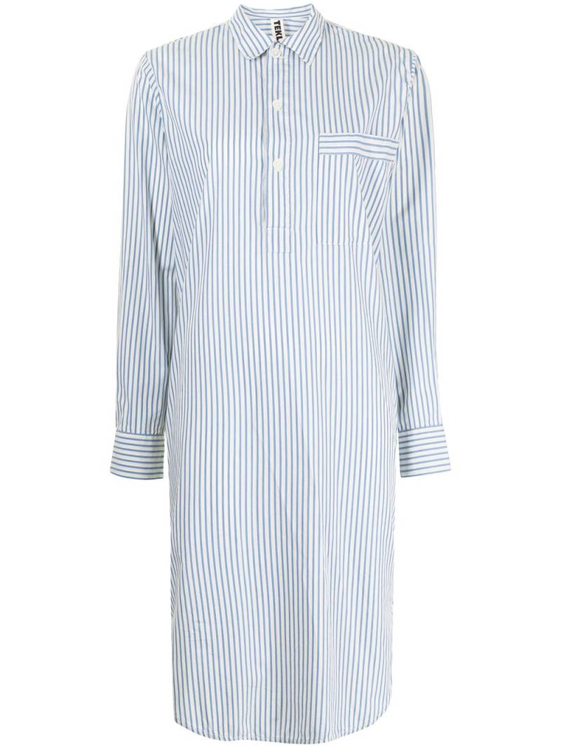 TEKLA striped poplin nightshirt dress - Blue von TEKLA