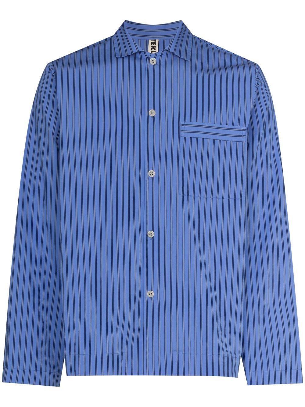 TEKLA striped poplin pajama shirt - Blue von TEKLA