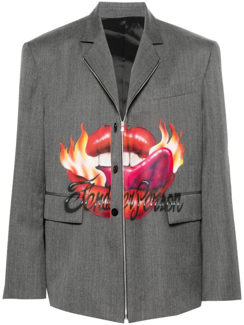 TENDER PERSON logo-print wool blazer - Grey von TENDER PERSON