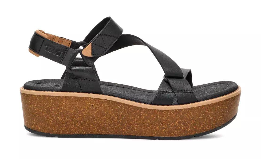 Madera Wedge - Leder Sandale Damen Schwarz 36 von TEVA