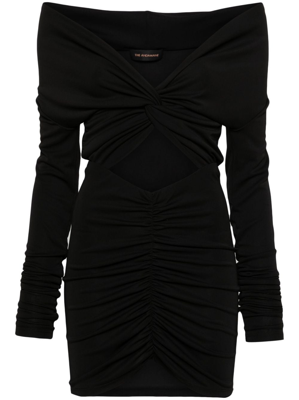 THE ANDAMANE Kendall ruched minidress - Black von THE ANDAMANE