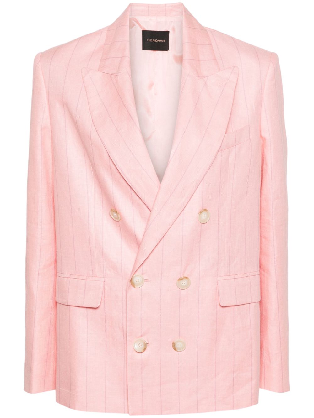 THE ANDAMANE Pixie linen double-breasted blazer - Pink von THE ANDAMANE
