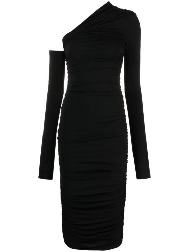 THE ANDAMANE asymmetric one-shoulder midi dress - Black von THE ANDAMANE