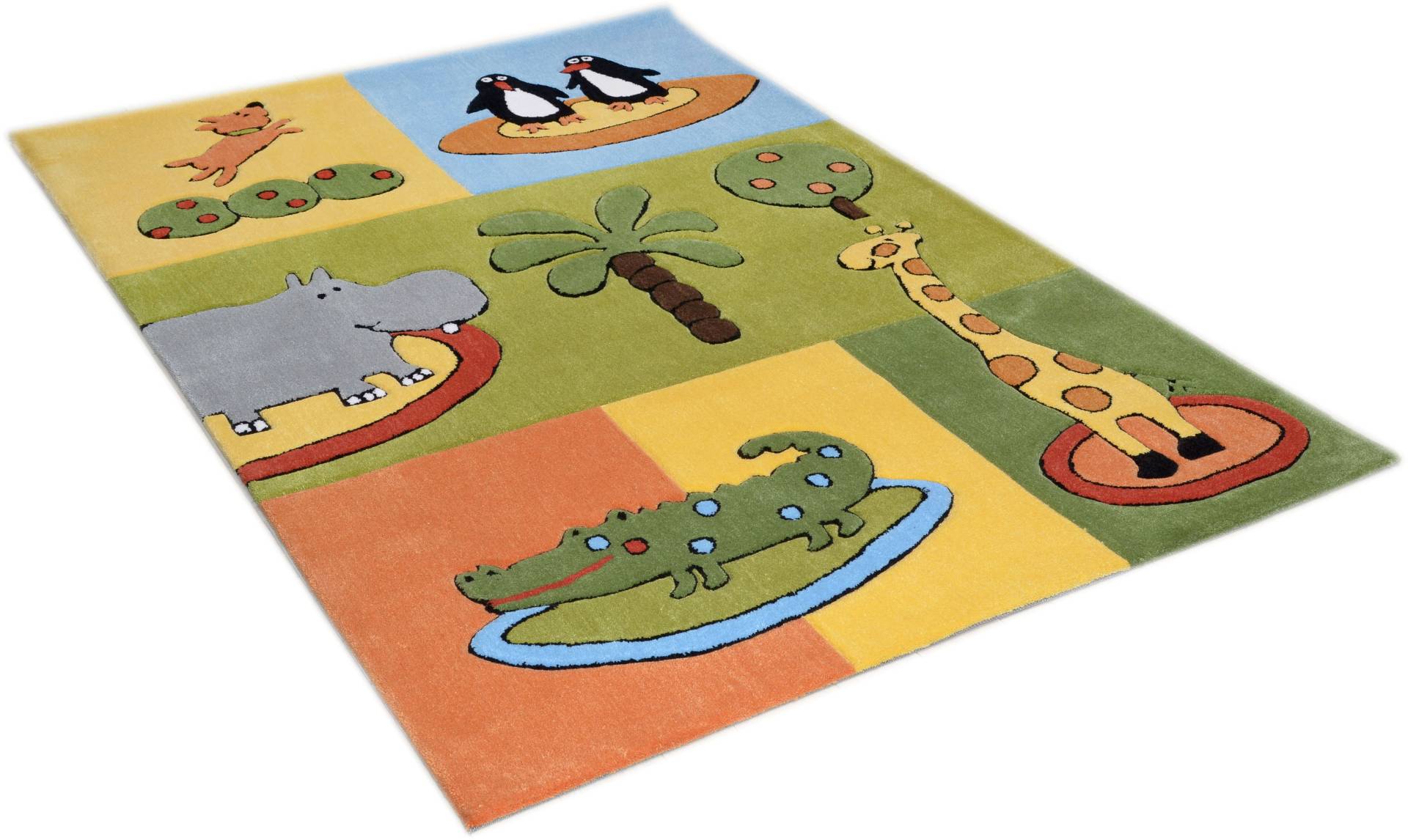 THEKO Kinderteppich »Pinguine in Afrika«, rechteckig, 14 mm Höhe, Kurzflor, Motiv Tiere, handgearbeiteter Reliefschnitt (Carving) THEKO Kinderteppich »Pinguine in Afrika«, rechteckig, 14 mm Höhe, Kurzflor, Motiv Tiere, handgearbeiteter Reliefschnitt (Carving) von THEKO