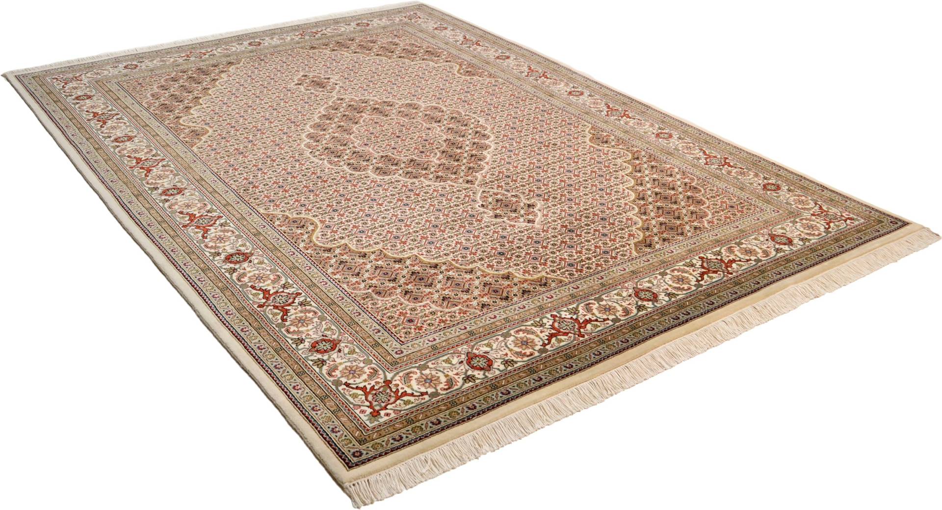 THEKO Orientteppich »Mahi Tabriz«, rechteckig, 12 mm Höhe, handgeknüpft, Material: 80%Wolle, 20% Seide, mit Fransen von THEKO