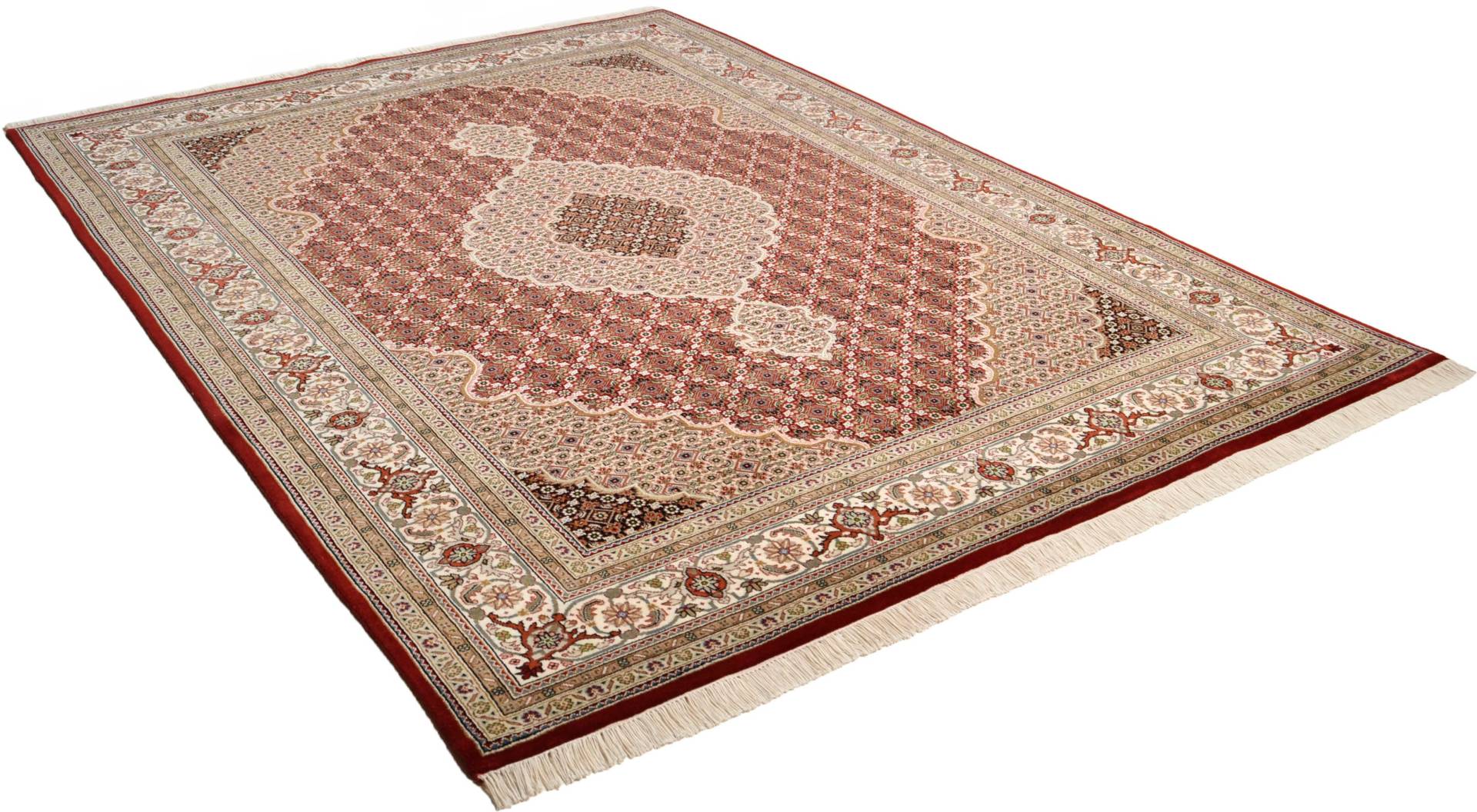 THEKO Orientteppich »Mahi Tabriz«, rechteckig, handgeknüpft, Material: 80%Wolle, 20% Seide, mit Fransen von THEKO