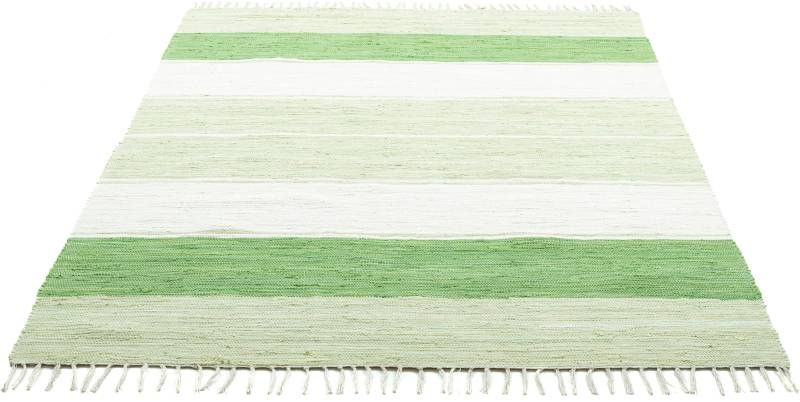 THEKO Teppich »Stripe Cotton«, rechteckig, 5 mm Höhe, Flachgewebe, gestreift, reine Baumwolle, handgewebt, mit Fransen von THEKO