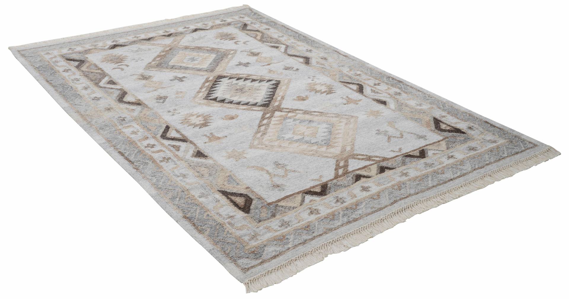 THEKO Wollteppich »Kena 424«, rechteckig, 5 mm Höhe, reine Wolle, Kurzflor, mit Fransen, ideal im Wohnzimmer & Schlafzimmer THEKO Wollteppich »Kena 424«, rechteckig, 5 mm Höhe, reine Wolle, Kurzflor, mit Fransen, ideal im Wohnzimmer & Schlafzimmer von THEKO