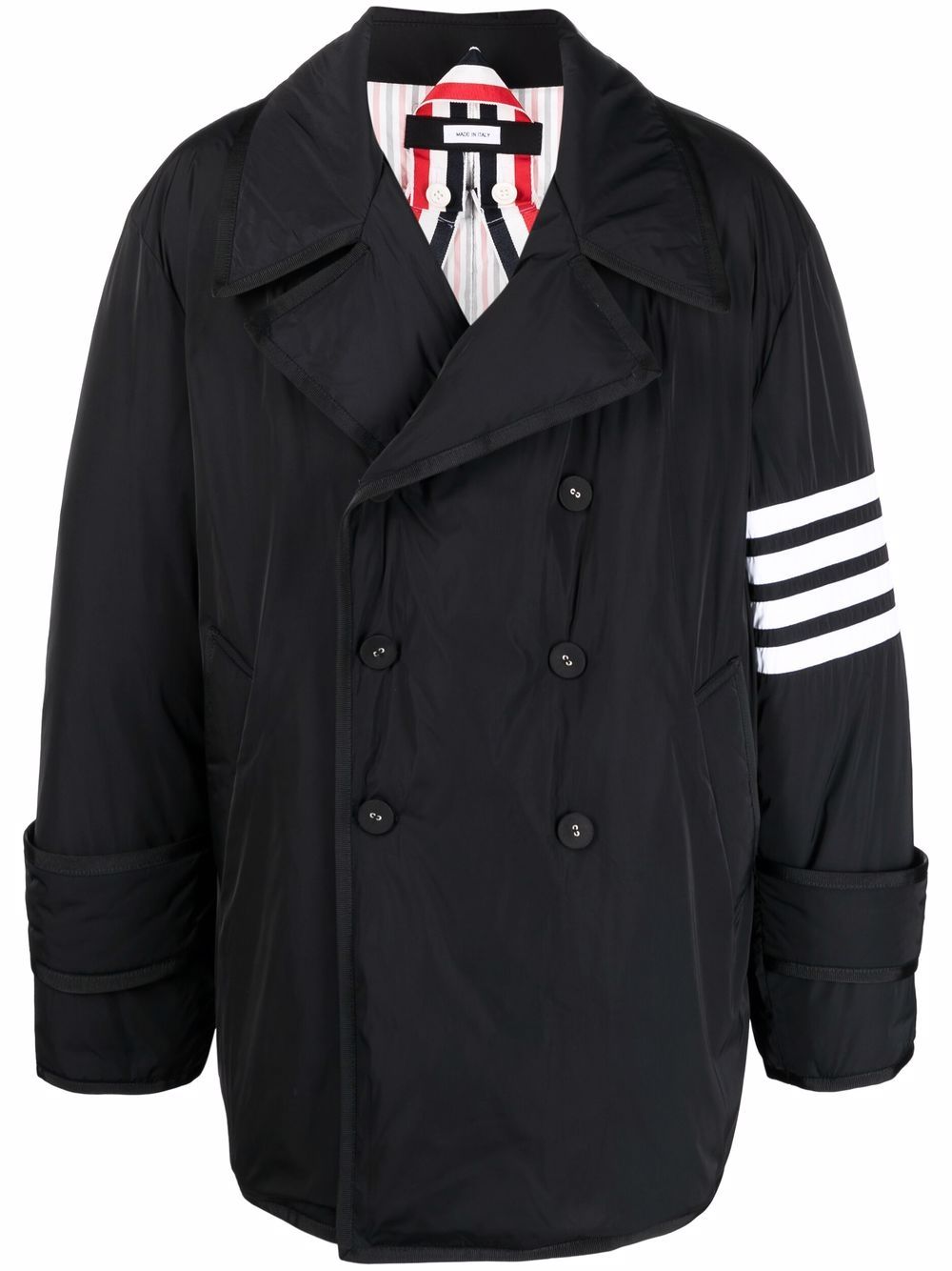 Thom Browne down-feather 4-Bar stripe peacoat - Black von Thom Browne