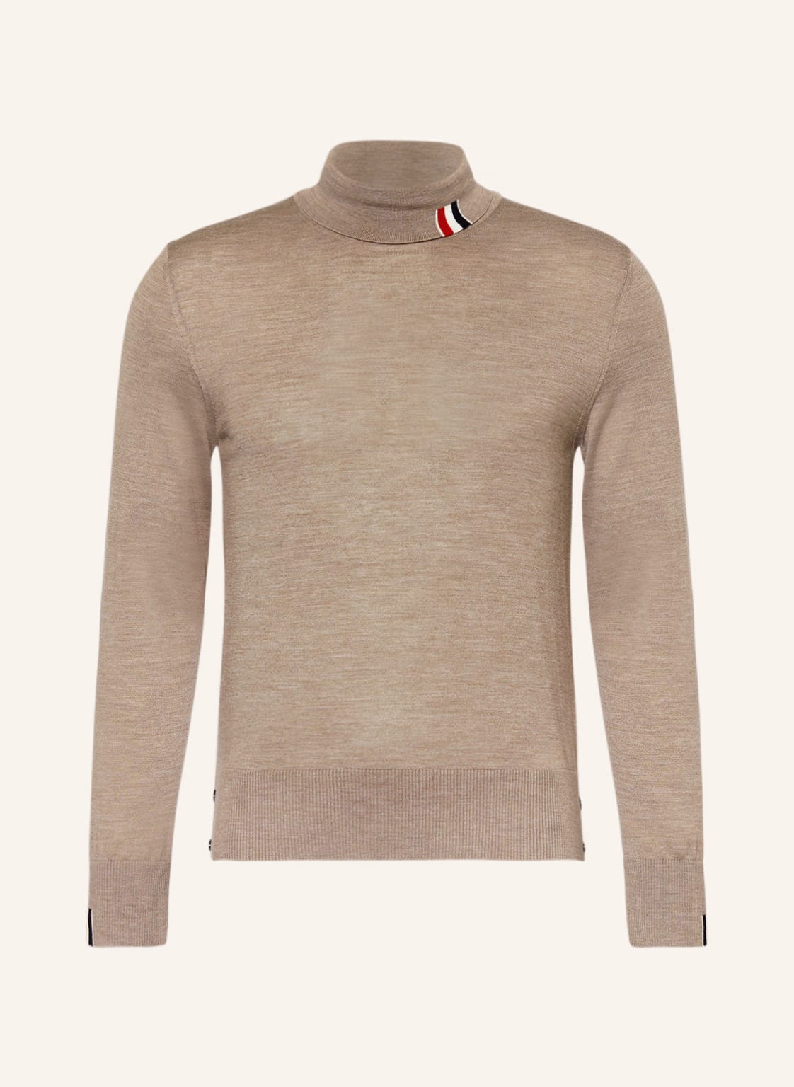 Thom Browne. Rollkragenpullover Aus Merinowolle braun von THOM BROWNE.