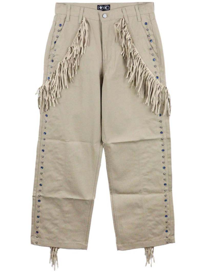 THUG CLUB Castle Cowboy fringed trousers - Neutrals von THUG CLUB