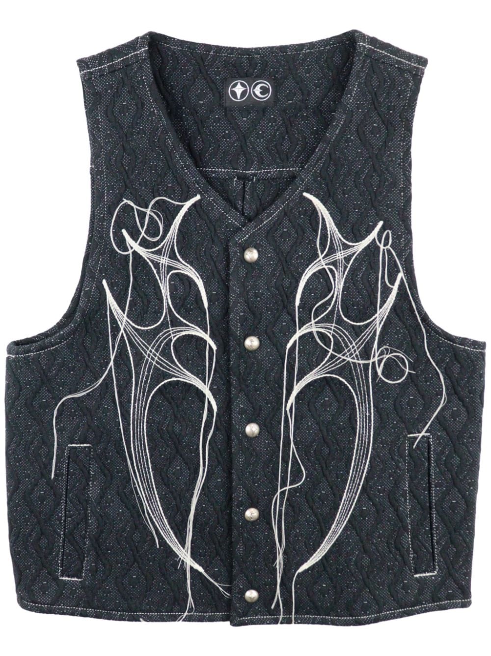 THUG CLUB embroidered denim vest - Black von THUG CLUB