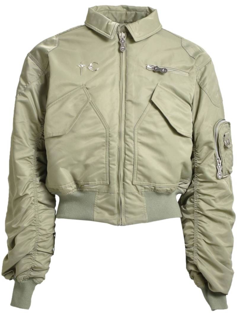 THUG CLUB studded bomber jacket - Green von THUG CLUB