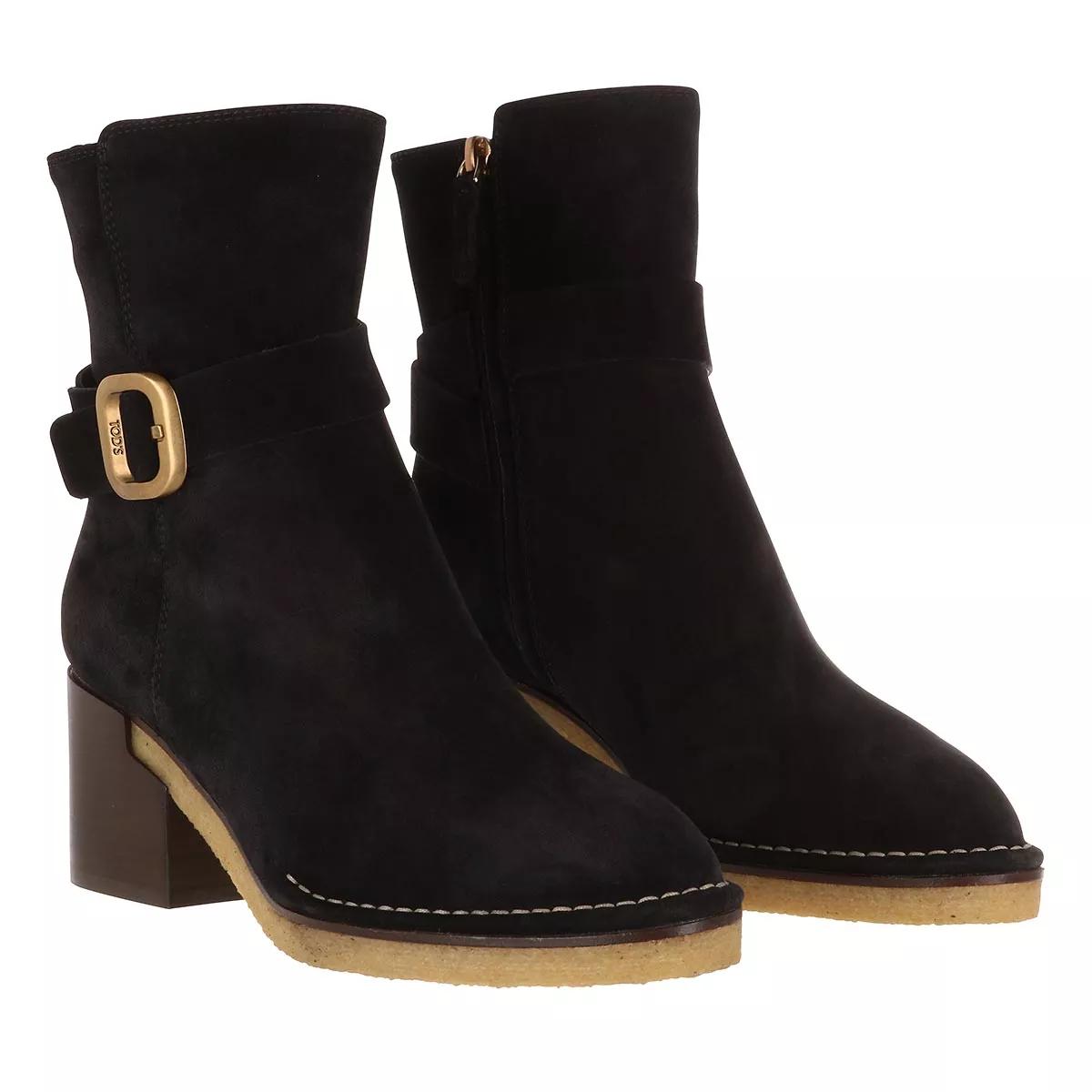 Tod's Stiefel & Boots - Buckle Strap Ankle Boots Suede - Gr. 38,5 (EU) - in Schwarz - für Damen von TOD'S