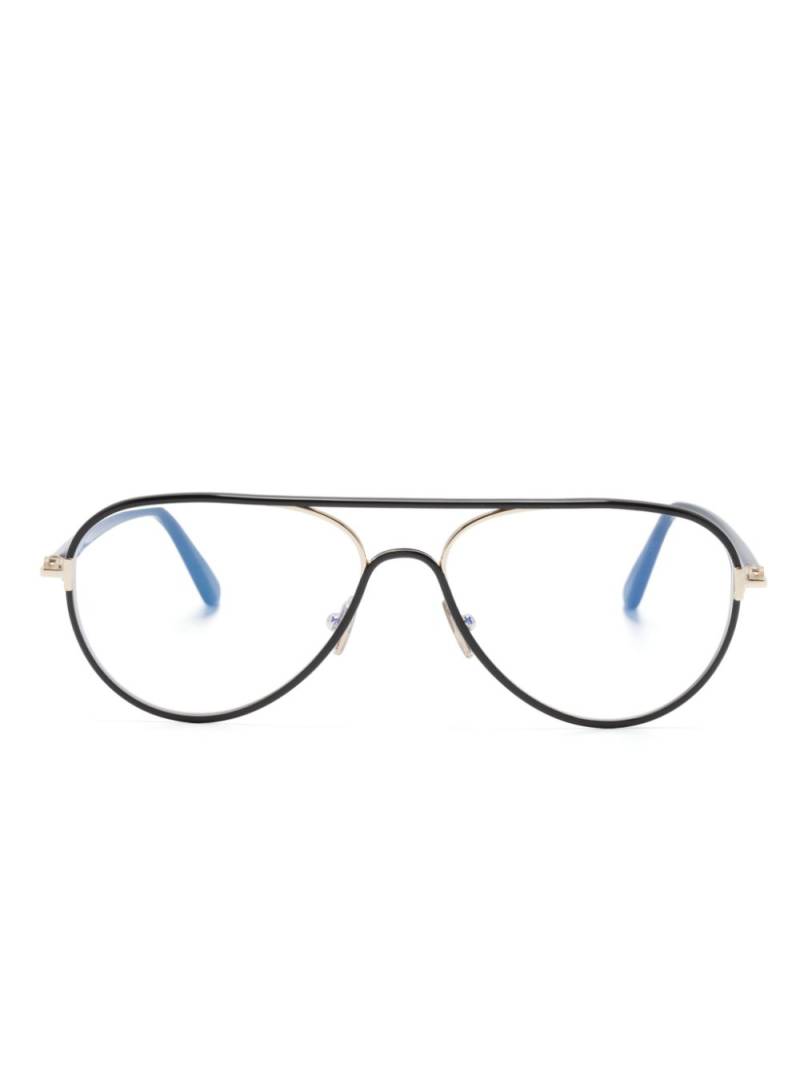 TOM FORD Eyewear FT5897B logo-engraved pilot-frame glasses - Black von TOM FORD Eyewear