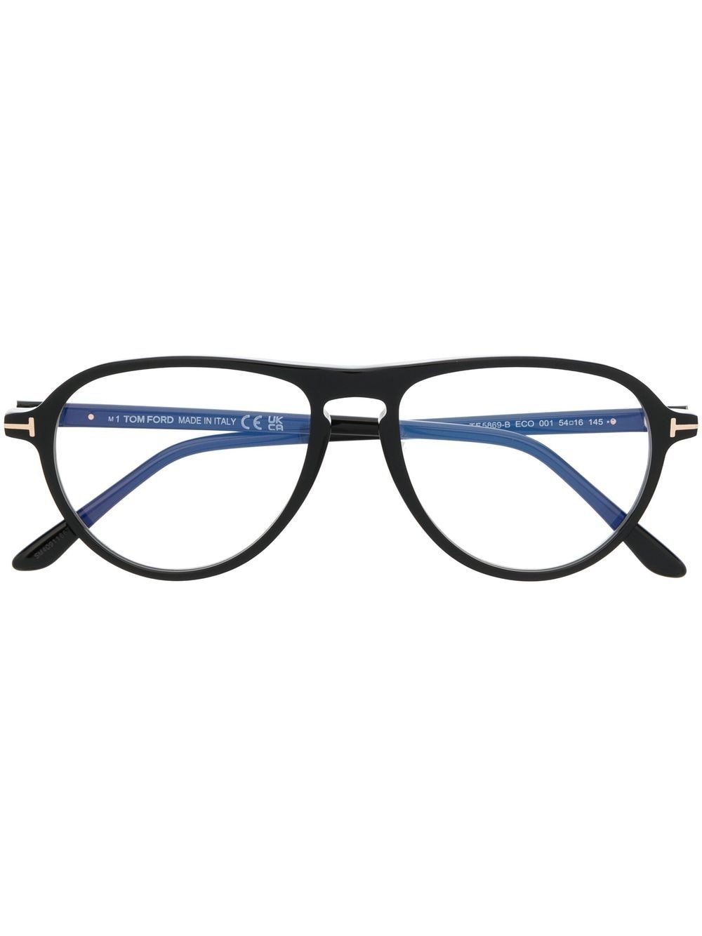 TOM FORD Eyewear T-logo pilot-frame glasses - Black von TOM FORD Eyewear