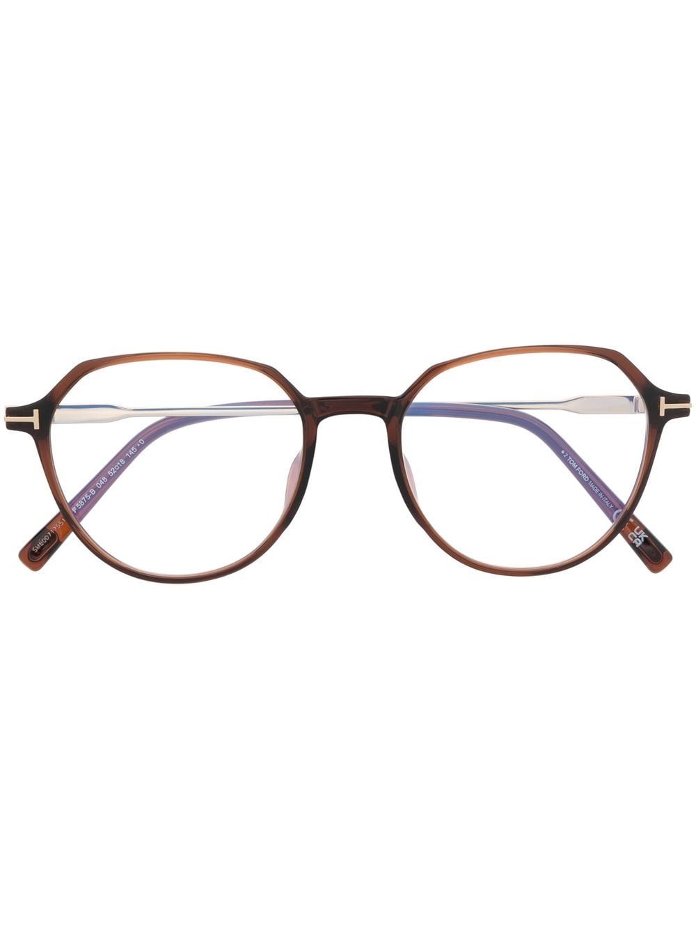 TOM FORD Eyewear T-logo round-frame glasses - Brown von TOM FORD Eyewear