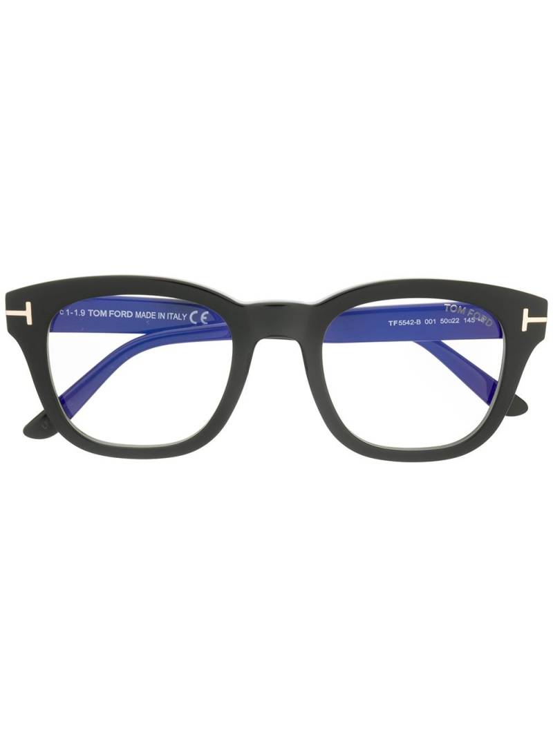 TOM FORD Eyewear blue block soft square glasses - Black von TOM FORD Eyewear