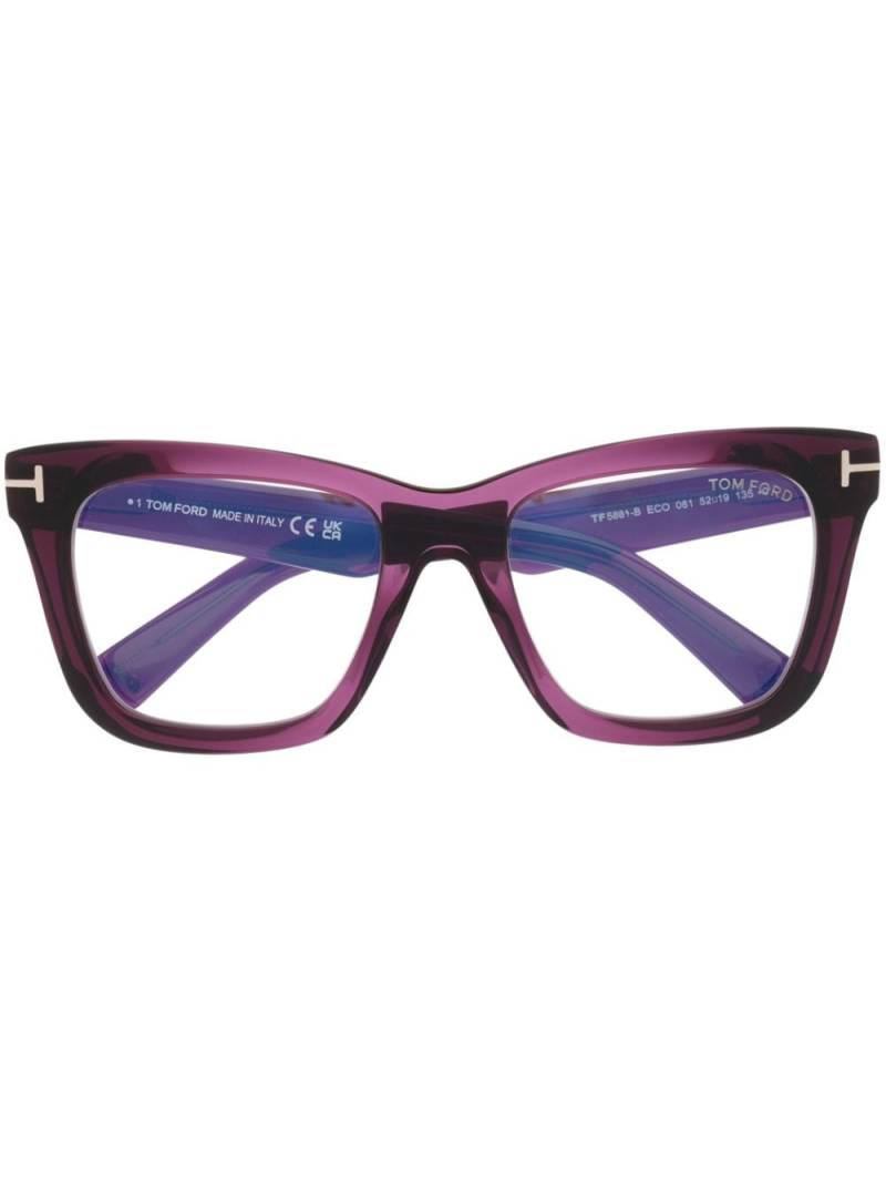 TOM FORD Eyewear logo-detail square-frame glasses - Purple von TOM FORD Eyewear