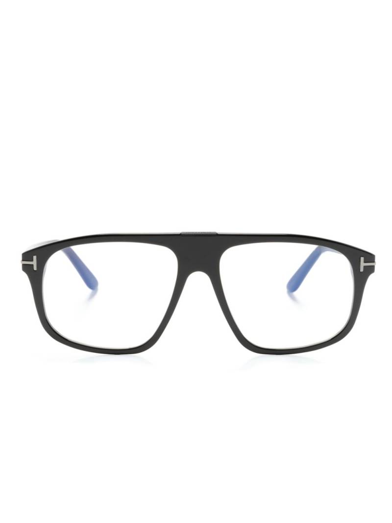 TOM FORD Eyewear logo-plaque square-frame glasses - Black von TOM FORD Eyewear