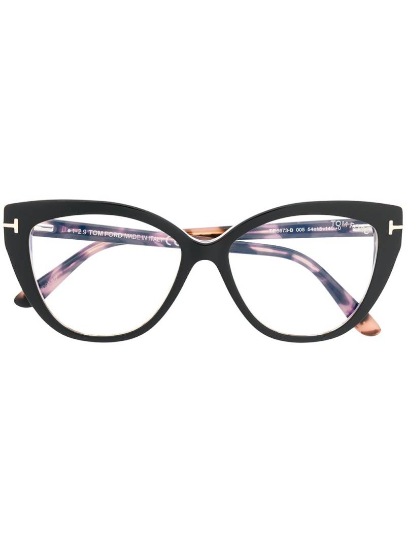 TOM FORD Eyewear tortoiseshell-backed cat-eye glasses - Black von TOM FORD Eyewear