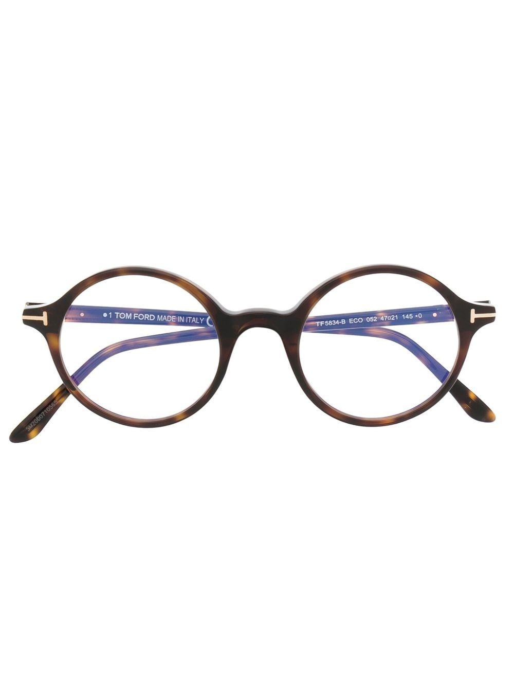 TOM FORD Eyewear tortoiseshell-effect round-frame glasses - Brown von TOM FORD Eyewear