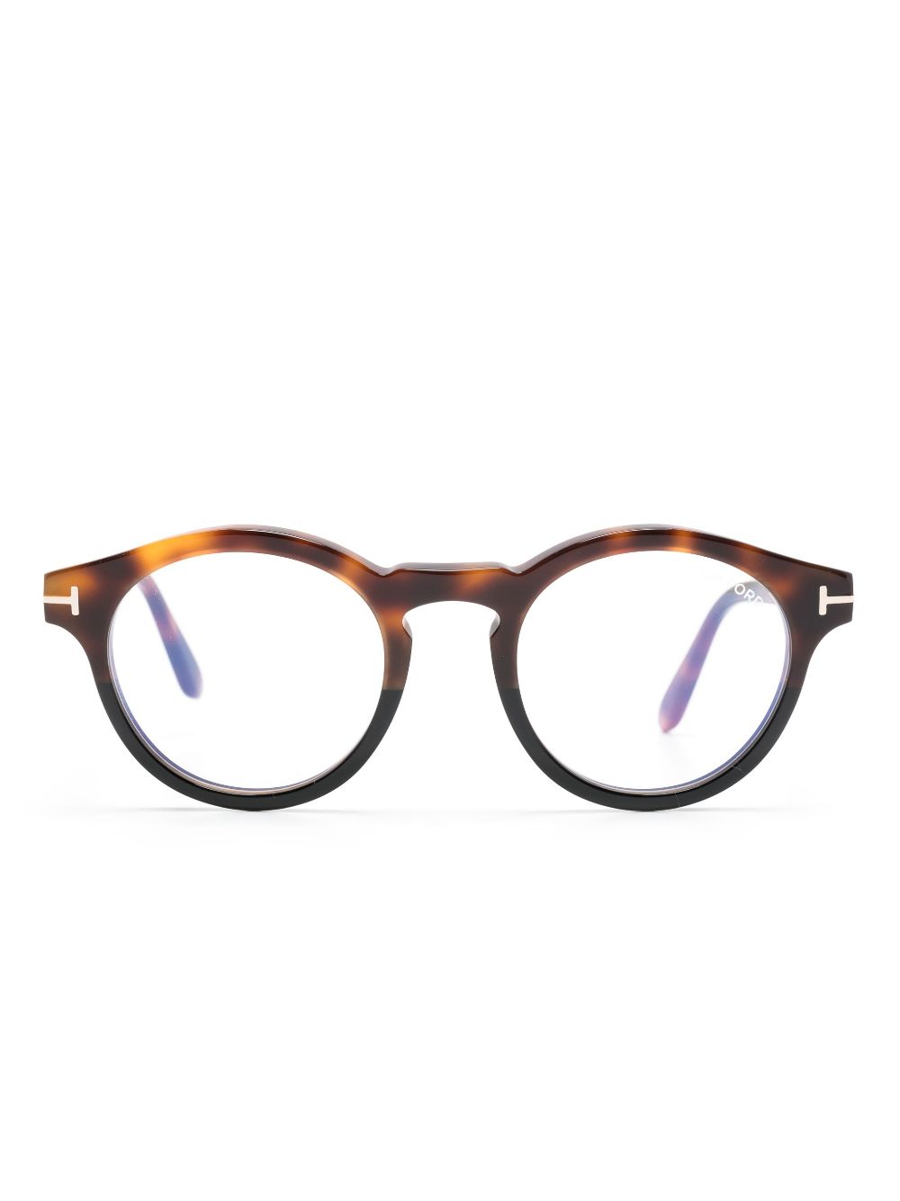 TOM FORD Eyewear tortoiseshell-effect round-frame glasses - Brown von TOM FORD Eyewear