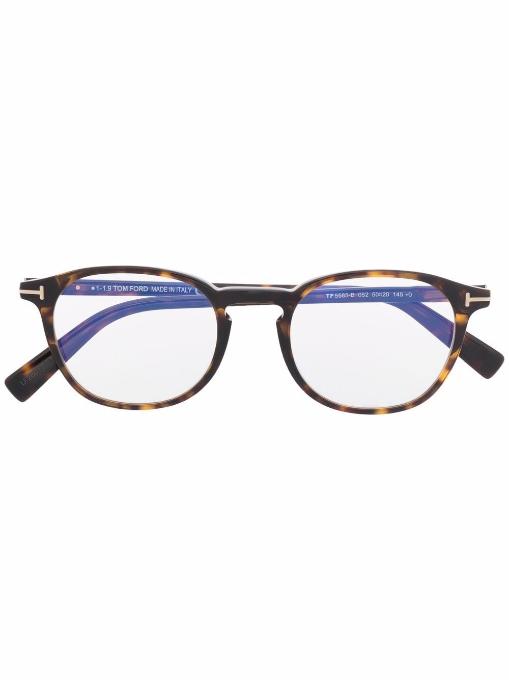 TOM FORD Eyewear tortoiseshell-effect round-frame glasses - Brown von TOM FORD Eyewear