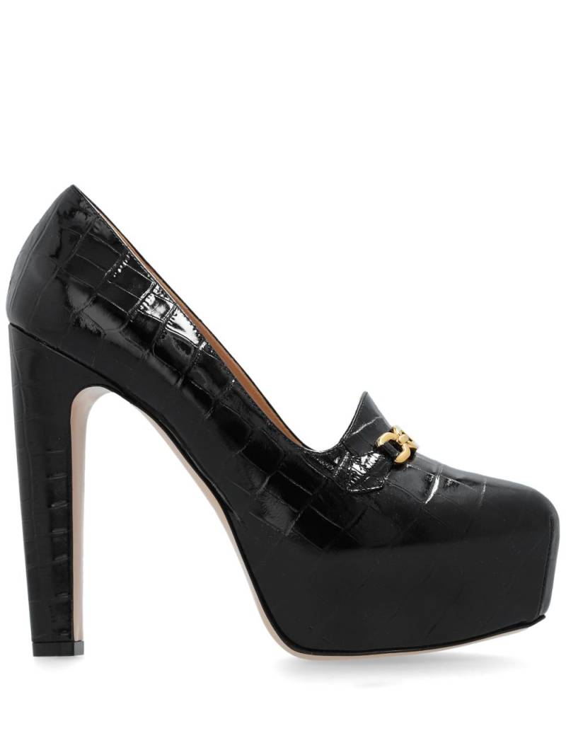 TOM FORD 135mm Whitney shiny croc-embossed leather platform pumps - Black von TOM FORD